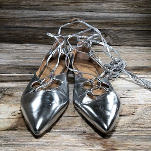 Banana Republic Silver Lace Up Gladiators Women 7